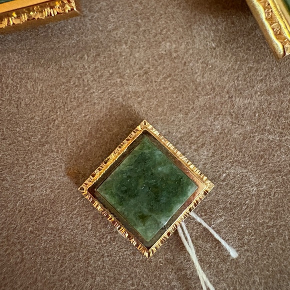 Vintage Men's Cuff Links and Tie Tack Set - Green Finish and gold tone - Picture 5 of 12